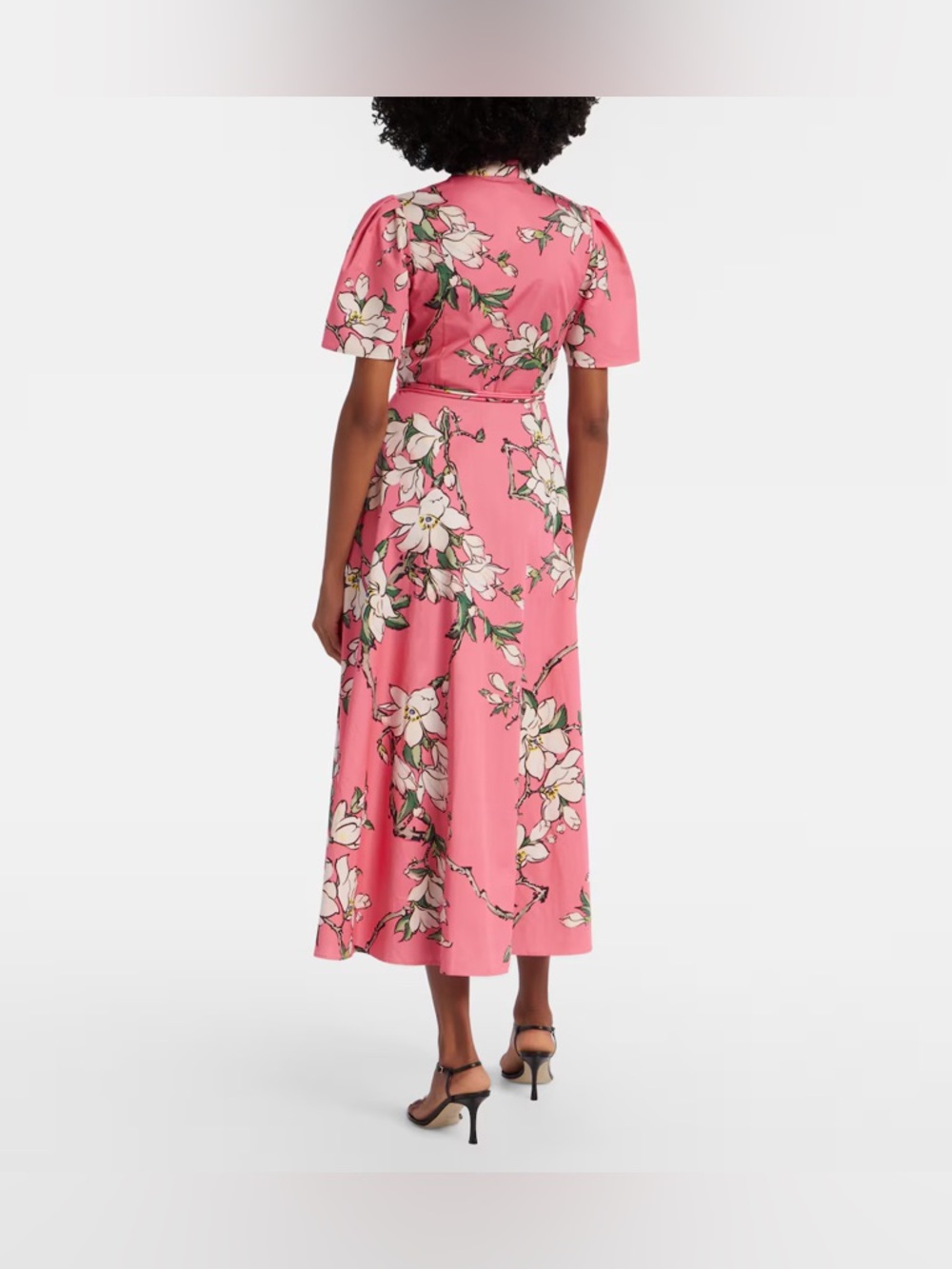 LEO LIN BIANCA SHORT SLEEVE MIDI DRESS IN PINK MAGNOLIA PRINT - Picture 17 of 17